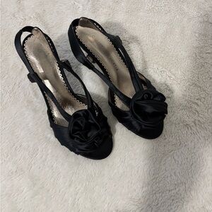 Black satin pumps 6 1/2